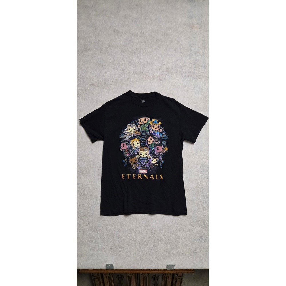 Funko Pop Tees Marvel Eternals T-Shirt Size M Black Graphic Short Sleeve